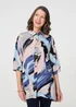 Izabel London Blue Brushstroke Print Collared Relaxed Shirt - S Image 1