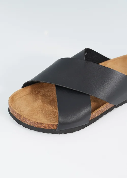 Brave Soul Black Crossover Strap Sandals - Size 9 Image 3