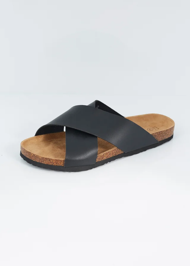 Brave Soul Black Crossover Strap Sandals