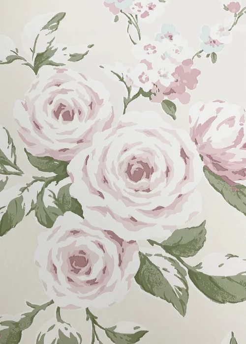 Catherine Lansfield Canterbury Floral Cream & Pink Wallpaper - One Size Image 3