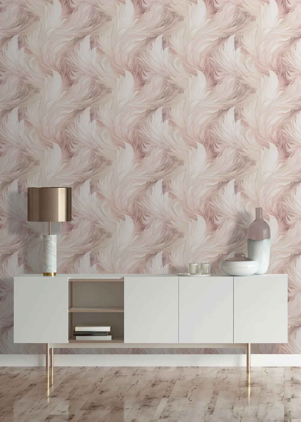 Muriva Plumes Blush Wallpaper - One Size Image 2