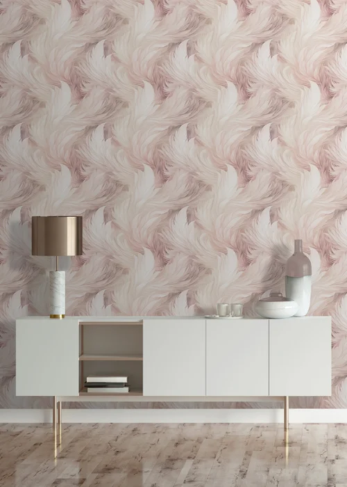 Muriva Plumes Blush Wallpaper - One Size Image 2