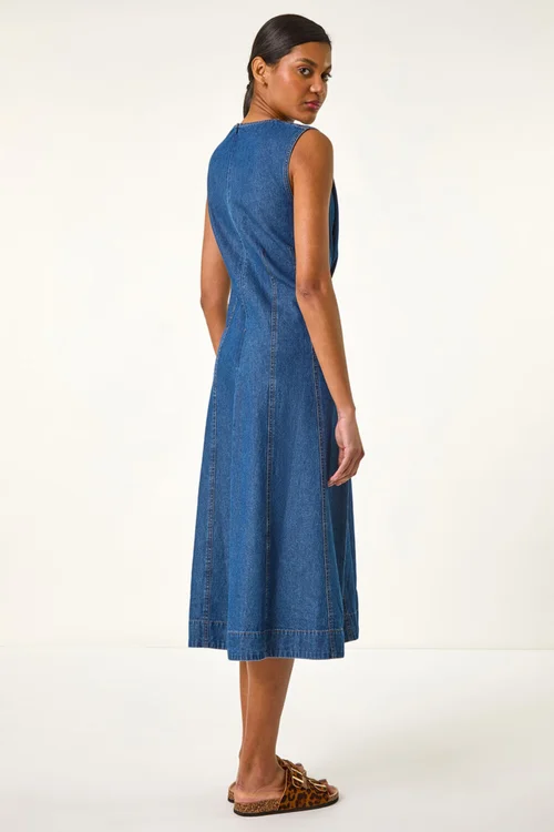 Roman Denim Panel Detail Midi Dress - 010 Image 3