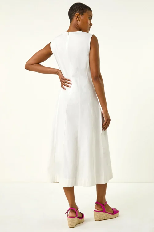 Roman White Panel Detail Midi Dress - 018 Image 3