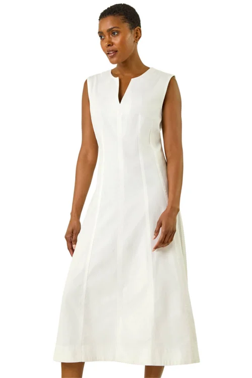 Roman White Panel Detail Midi Dress - 018 Image 1