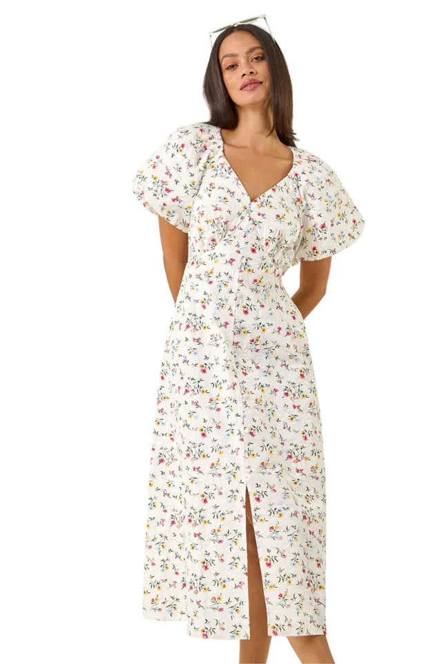 Dusk White Dusk Ditsy Broderie Midi Dress