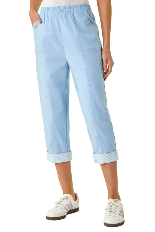 Roman Sky Blue Contrast Detail Cropped Stretch trouser - 18 Image 1
