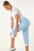 Roman Sky Blue Contrast Detail Cropped Stretch trouser - 18 Image 2