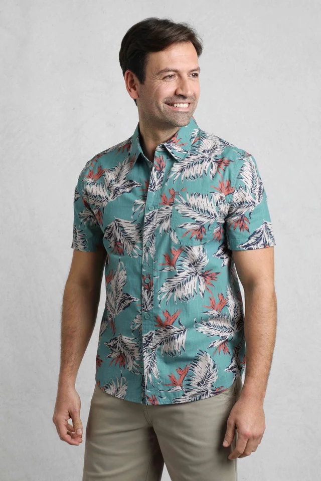 Weird Fish Mineral Blue Faraway Printed Shirt