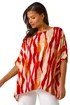 Roman Red Abstract Buttoned Top - Size 16 Image 1