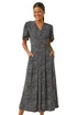 Roman Black Spot V-Neck Midi Wrap Dress - 20 Image 1