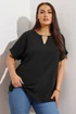YOURS Curve Black Notch Neck Blouse - Size 18 Image 1