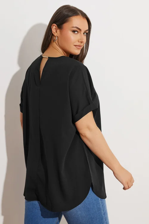 YOURS Curve Black Notch Neck Blouse - Size 18 Image 3