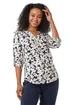 Roman Navy Petite Floral Print Button Through Shirt - Size 8 Image 1