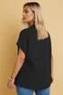 Yours Curve Black Textured Frill Neck Top - Size 26-28 Image 4