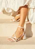 Linzi Maisie Ivory Satin Strappy Heeled Sandal - Size 8 Image 6