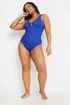 Yours Curve Cobalt Blue Buckle Textured Swimsuit - Size 20 Image 3