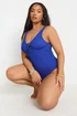 Yours Curve Cobalt Blue Buckle Textured Swimsuit - Size 20 Image 2