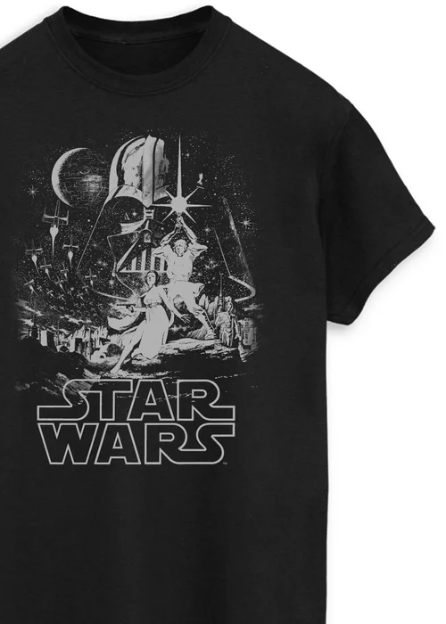 Spiral Galaxy Star Wars New Hope Poster Black Graphic T-Shirt - 3XL Image 2