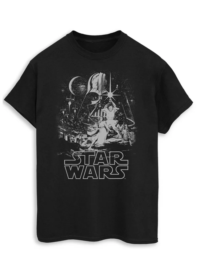 Spiral Galaxy Star Wars New Hope Poster Black Graphic T-Shirt