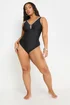 Yours Curve Black Contrast Blanket Stitch Plunge Swimsuit - Size 20 Image 3