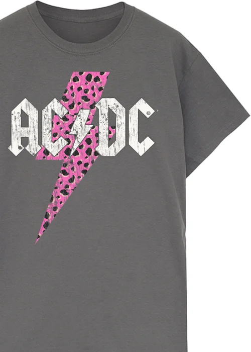 Spiral Galaxy ACDC Leopard Lightning Bolt Charcoal Boyfriend Fit Graphic Music T-Shirt - 3XL Image 2