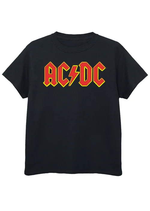 Ada & Ted ACDC Logo Kids Black Graphic Music T-Shirt (3-13 Years) - Age 7-8 Years Image 1