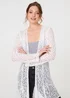 Izabel London White Crochet Knit Longline Waterfall Cardigan - One Size Image 1