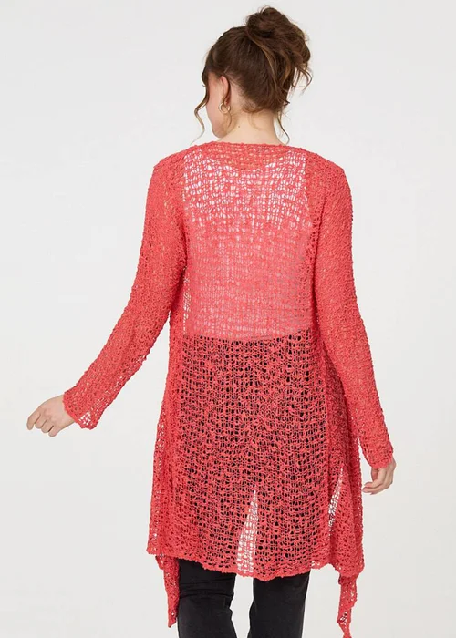 Izabel London Coral Crochet Knit Longline Waterfall Cardigan - One Size Image 2