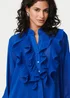 Izabel London Blue Ruffled Long Sleeve Semi Sheer Blouse - 14 Image 3