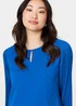 Izabel London Blue Keyhole Cut-Out Neck Long Sleeve Blouse - 8 Image 3