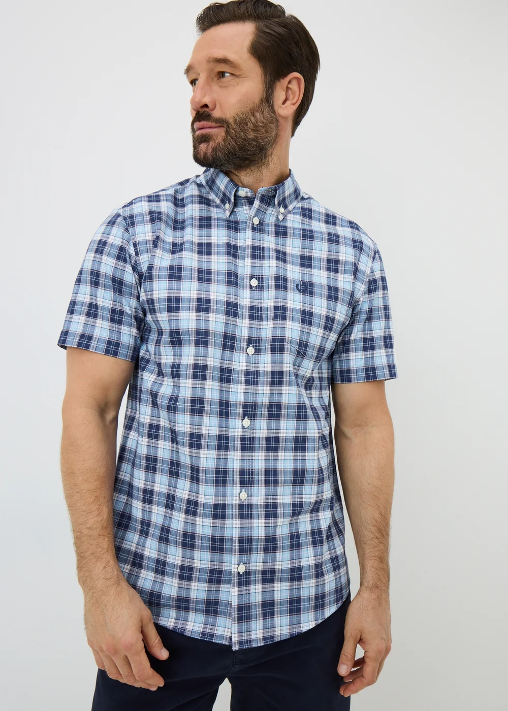 Lincoln Blue Short Sleeve Oxford Shirt - Small Image 1