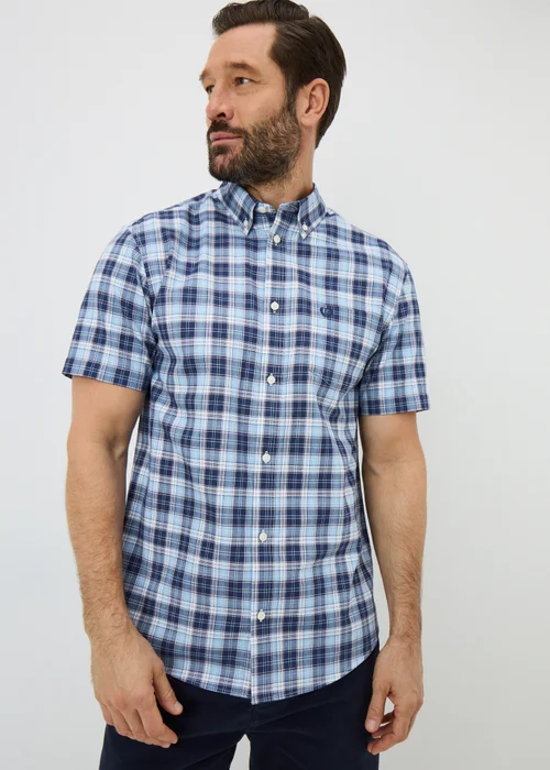 Lincoln Blue Short Sleeve Oxford Shirt - Small Image 1