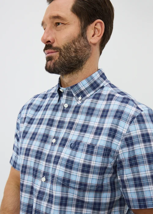 Lincoln Blue Short Sleeve Oxford Shirt - Small Image 3