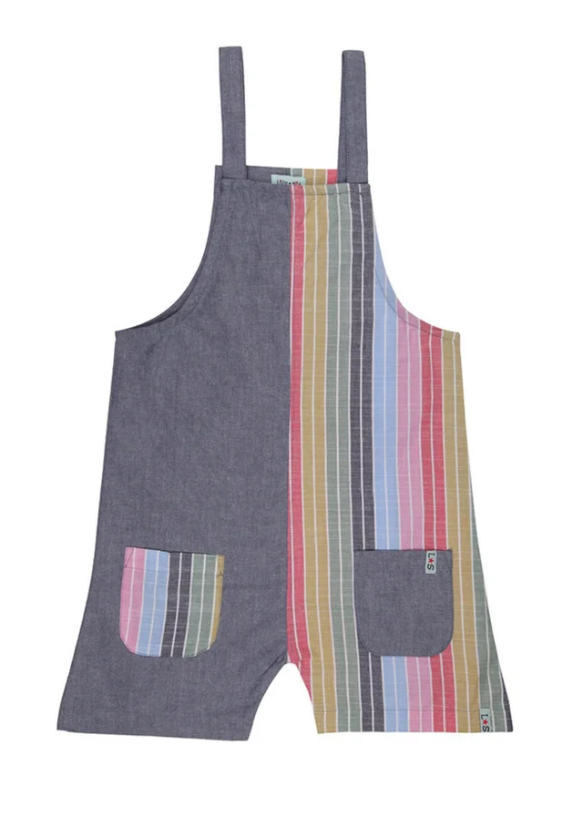 Lilly & Sid Organic Cotton Multicoloured Rainbow Stripe Print Playsuit (0-8 Years)