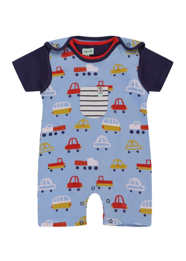 Lilly & Sid Multicoloured Car Print Top & Romper Set (0- 24 Months)
