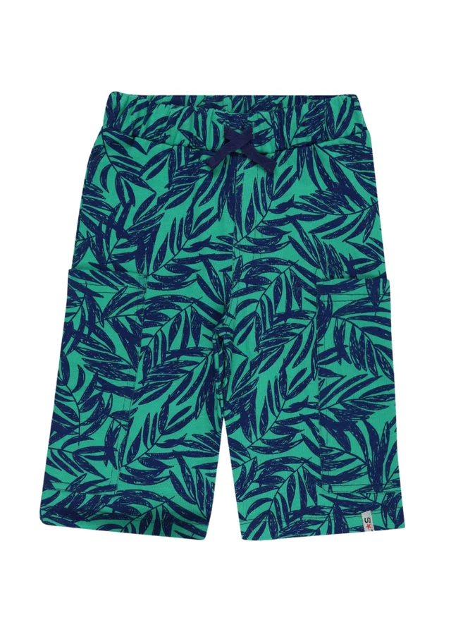 Lilly & Sid Organic Cotton Green Palm Print Shorts (24 Months- 8 Years)