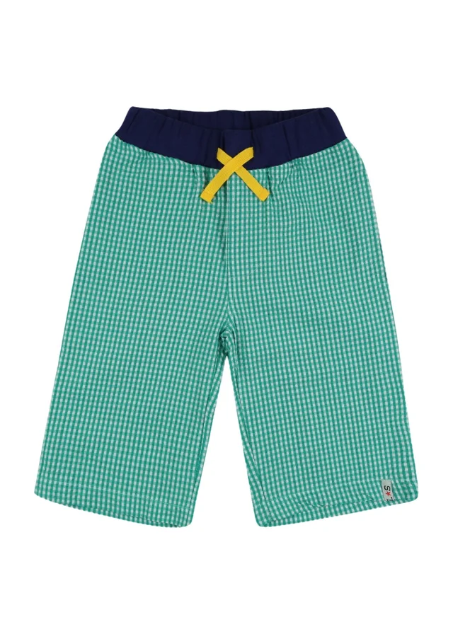 Lilly & Sid Organic Cotton Green Gingham Print Shorts (24 Months- 8 Years)