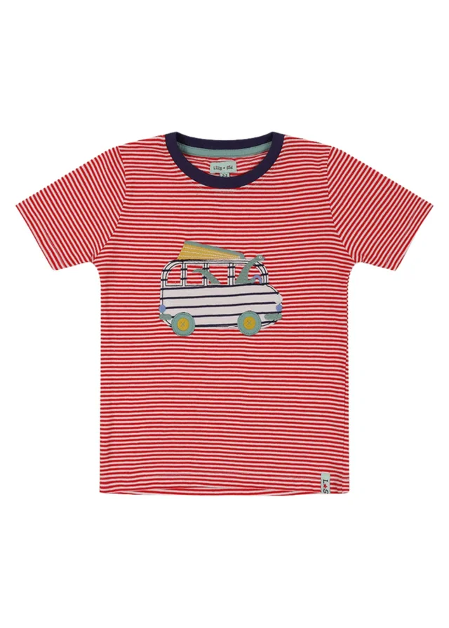 Lilly & Sid Organic Cotton Red Car Applique T- Shirt (24 Months- 8 Years)