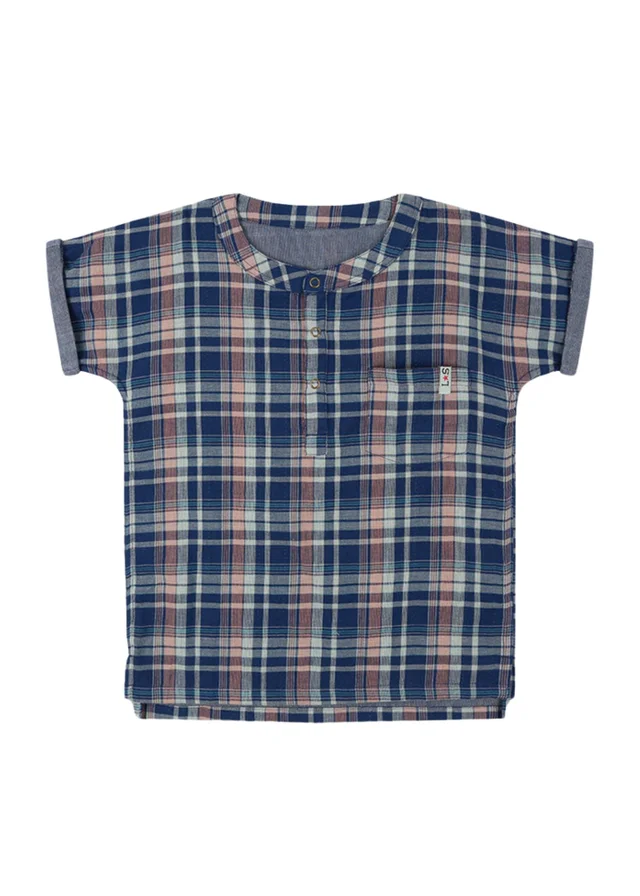 Lilly & Sid Organic Cotton Navy Check Print T-Shirt (24 Months- 8 Years)