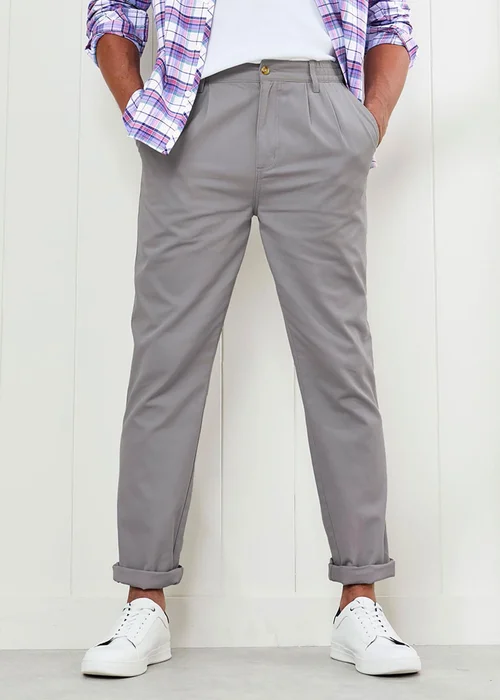 Cotton Traders Soft Grey Pleat Front Comfort Trousers - 34/L29 Image 2