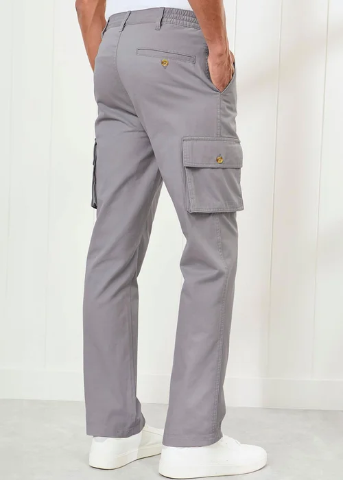 Cotton Traders Soft Grey Cargo Comfort Trousers - 52/L31 Image 2