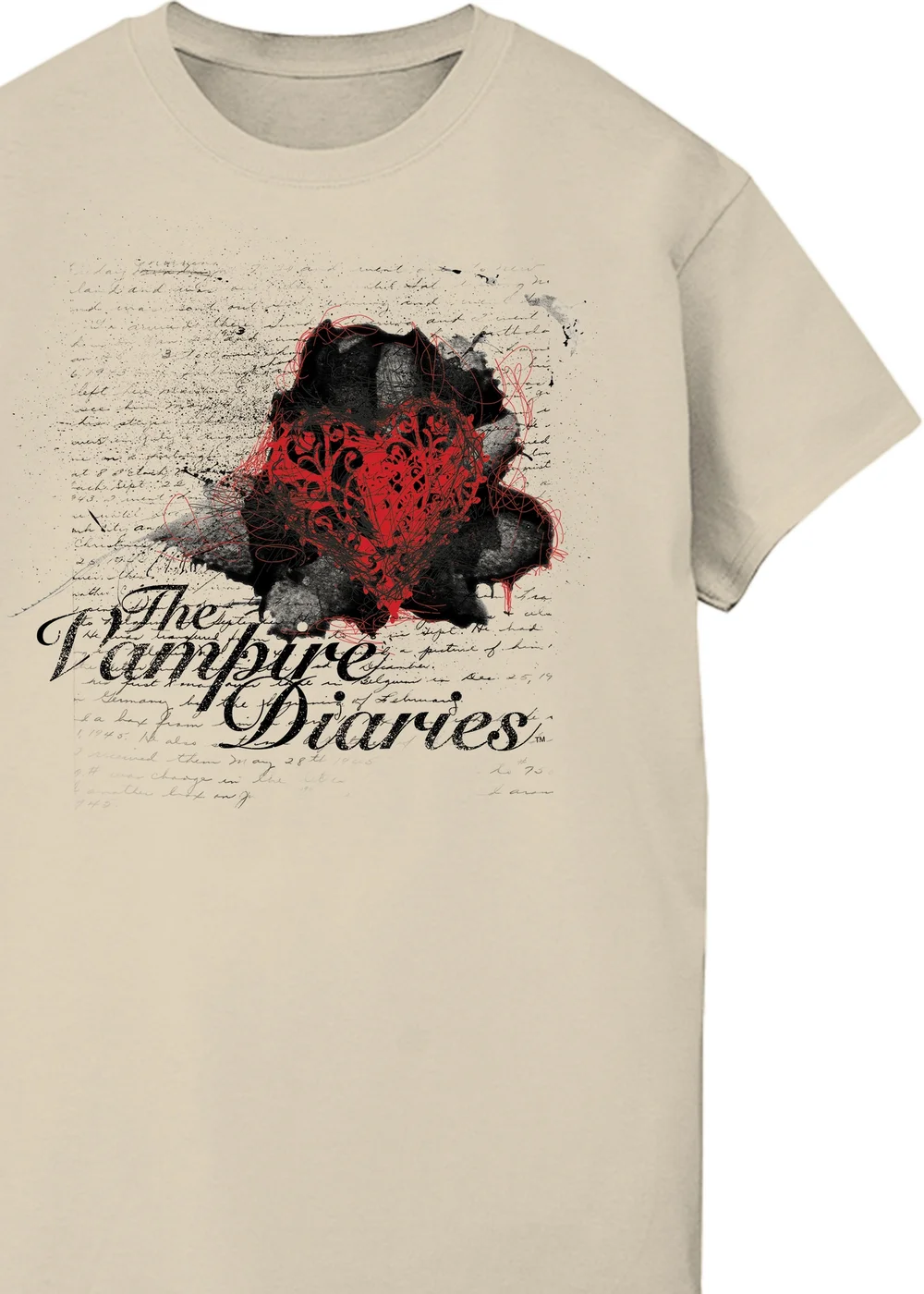 Spiral Galaxy The Vampire Diaries Heart Diary Sand Boyfriend Fit Graphic T-Shirt - Small Image 2