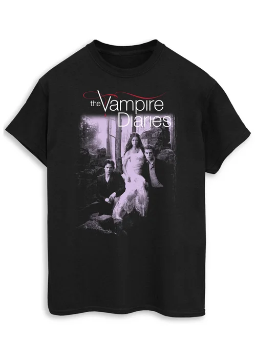 Spiral Galaxy The Vampire Diaries Black Boyfriend Fit Graphic T-Shirt - Medium Image 1