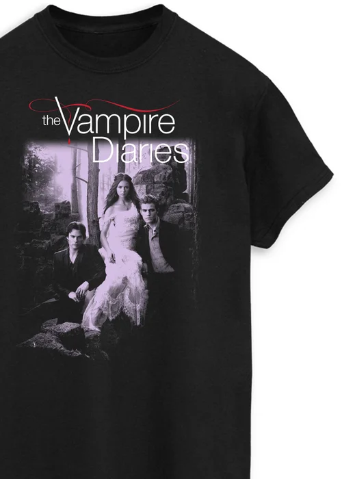 Spiral Galaxy The Vampire Diaries Black Boyfriend Fit Graphic T-Shirt - Medium Image 2