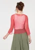 Izabel London Coral Sheer 3/4 Sleeve Open Front Cardigan - One Size Image 2