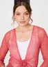 Izabel London Coral Sheer 3/4 Sleeve Open Front Cardigan - One Size Image 3