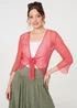 Izabel London Coral Sheer 3/4 Sleeve Open Front Cardigan - One Size Image 1