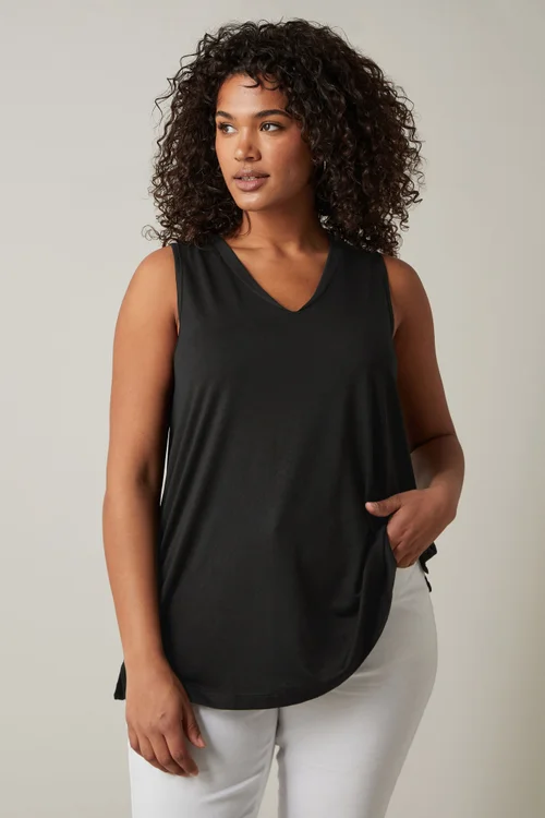 Evans Curve Black Modal Rich Vest Top - Size 30-32 Image 4