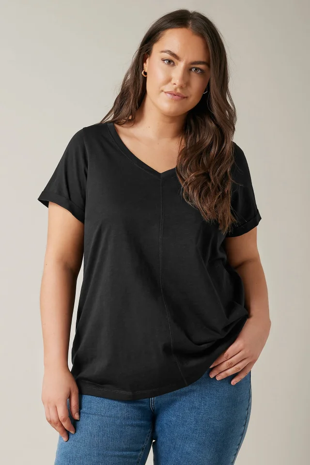 Evans Curve Black Pure Cotton T-Shirt